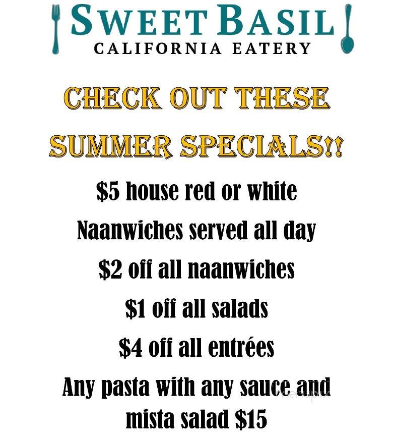 Sweet Basil California Eatery - Palm Desert, CA menu_pic