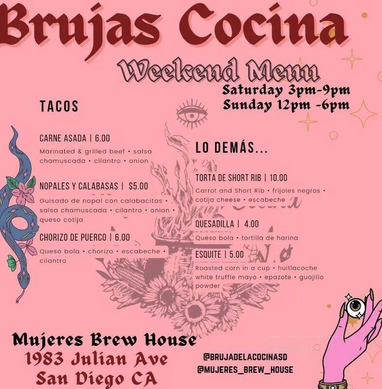 Mujeres Brew House - San Diego, CA menu_pic