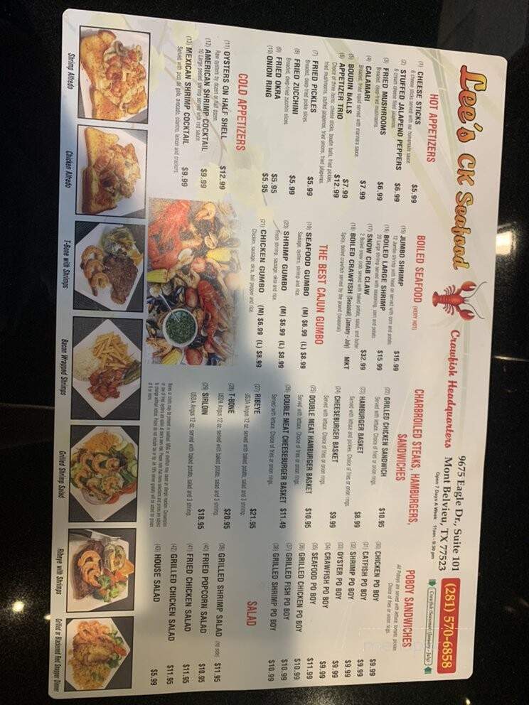 Lee's CK Seafood - Mont Belvieu, TX menu_pic