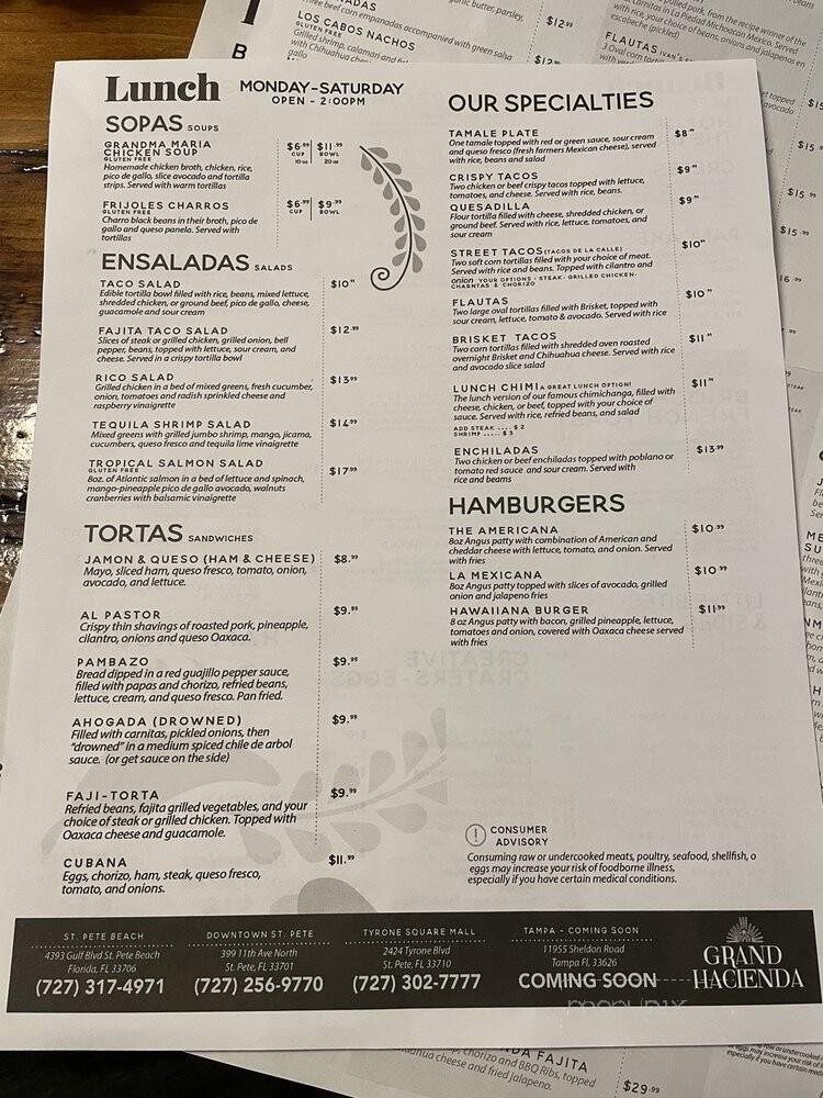 Grand Hacienda - Tampa, FL menu_pic