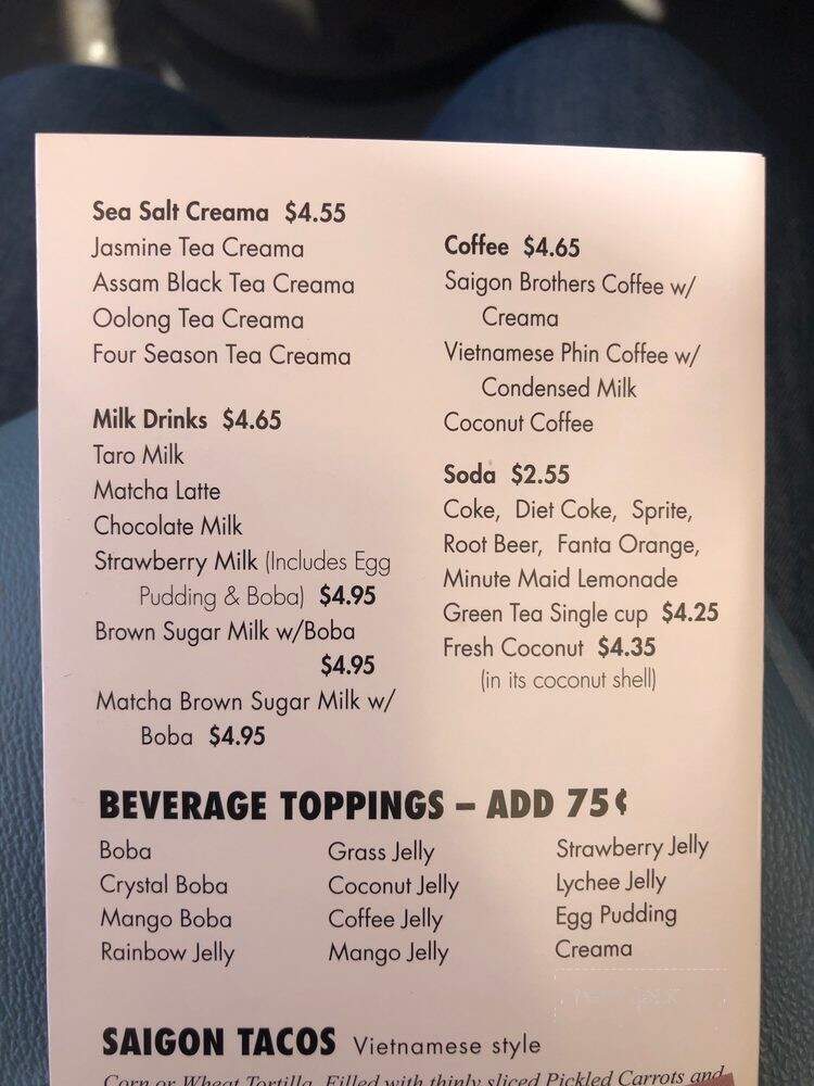 Saigon Brothers - Woodland Hills, CA menu_pic