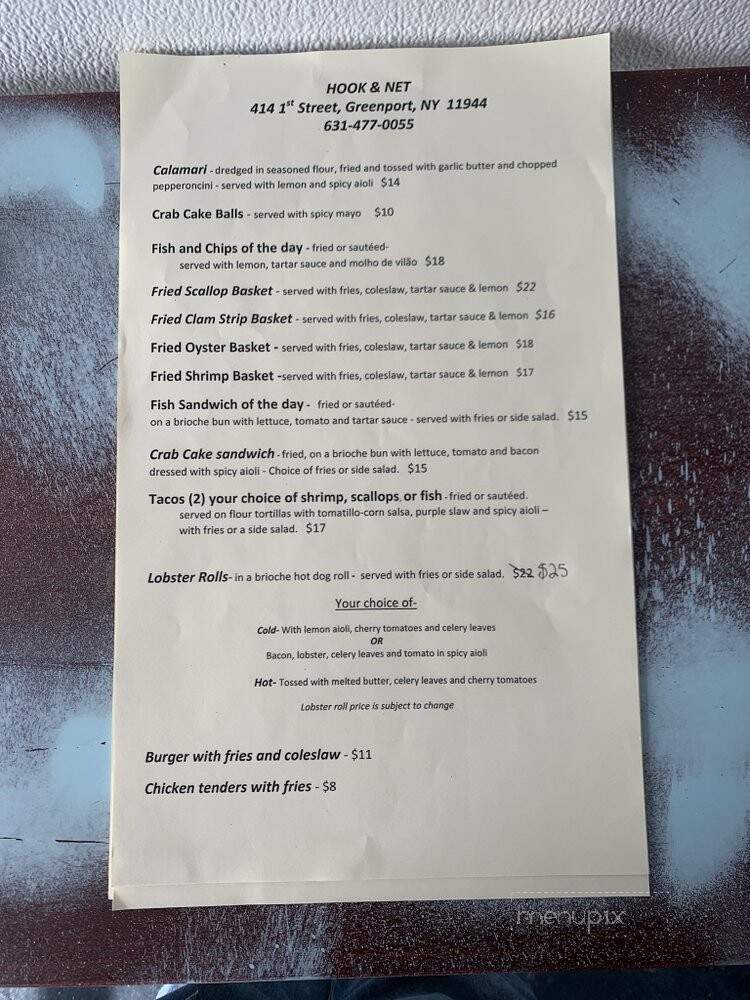 Hook & Net - Greenport, NY menu_pic