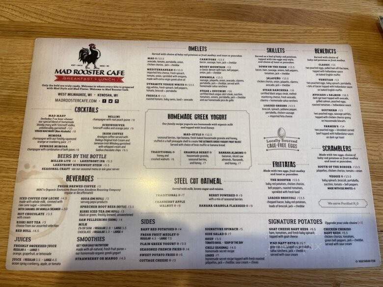 Mad Rooster Cafe - Kenosha, WI menu_pic