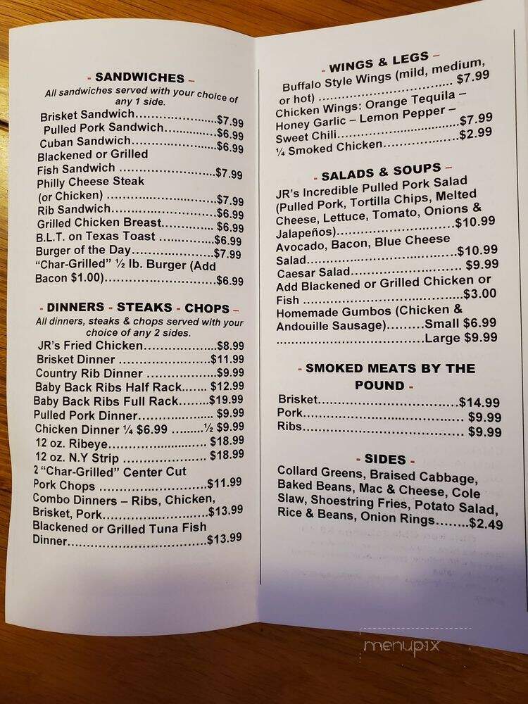 JR's BBQ And saloon - Indiantown, FL menu_pic