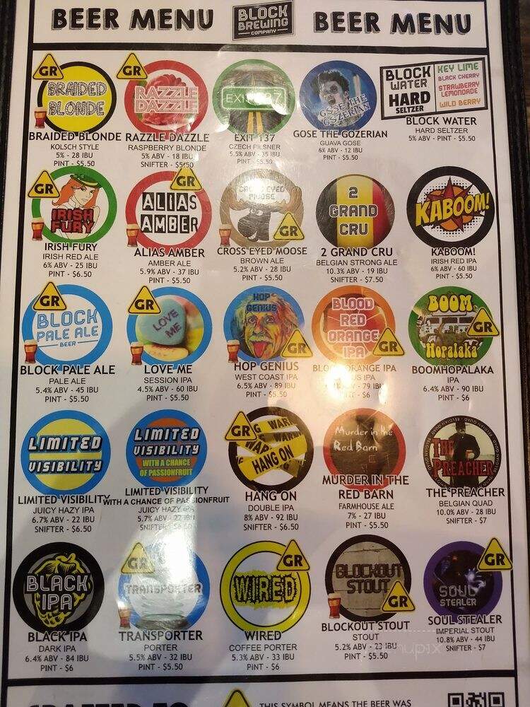 Block Brewing Company - Howell, MI menu_pic