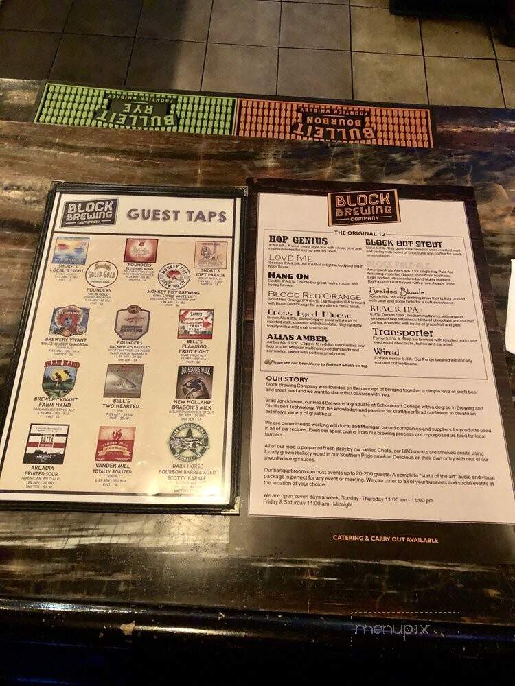 Block Brewing Company - Howell, MI menu_pic