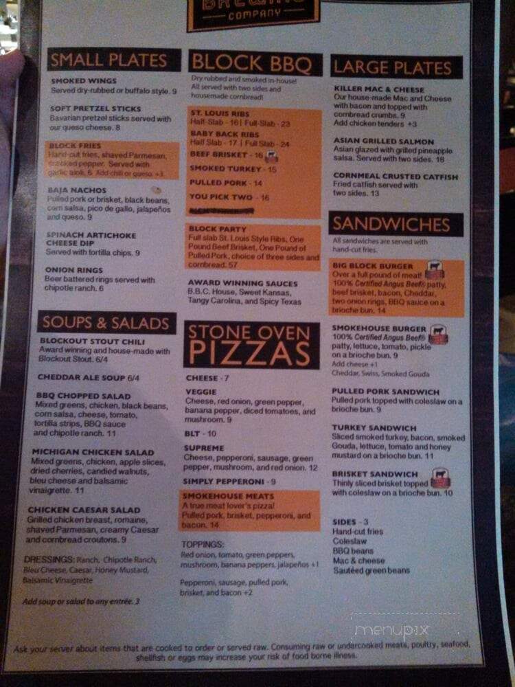 Block Brewing Company - Howell, MI menu_pic