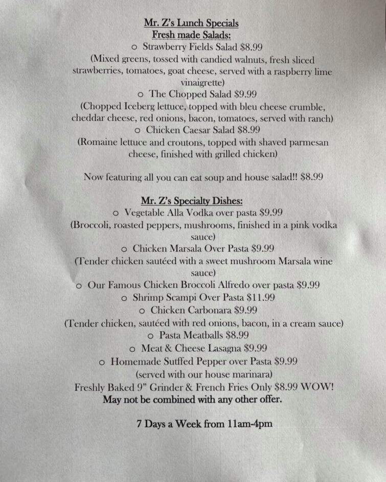 Mr Z's Pipasa - Plainfield, CT menu_pic