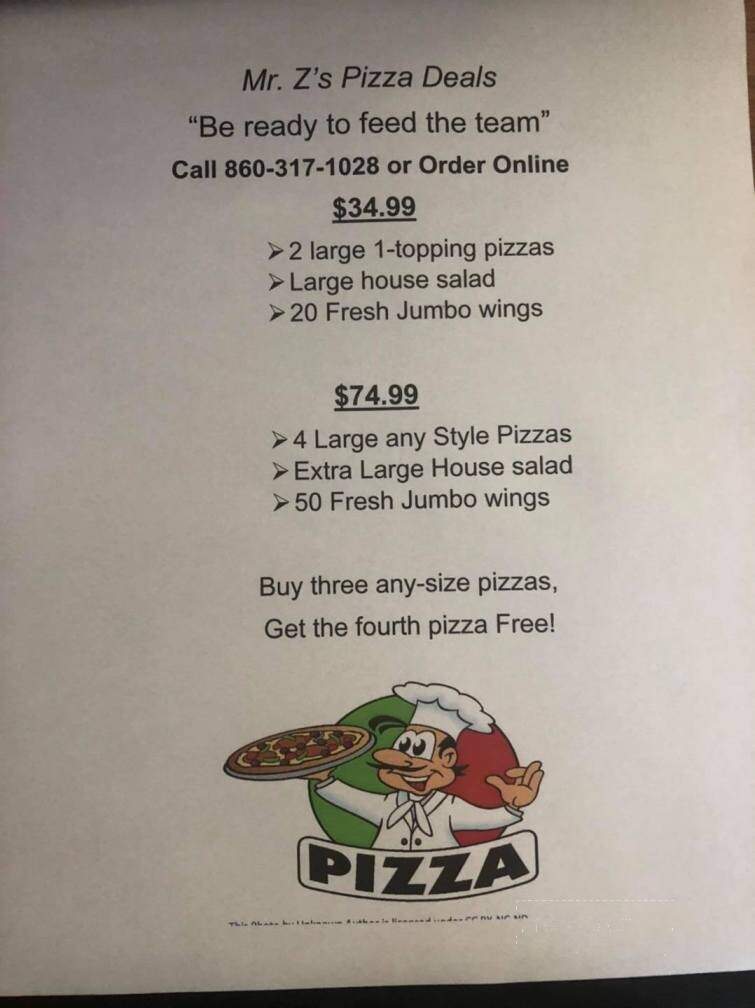 Mr Z's Pipasa - Plainfield, CT menu_pic