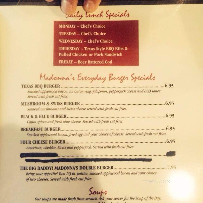 Madonna's Bar & Grill - Cincinnati, OH menu_pic