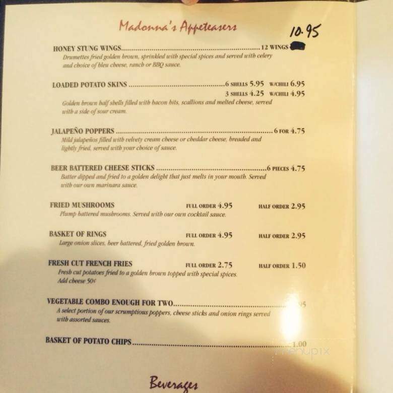 Madonna's Bar & Grill - Cincinnati, OH menu_pic