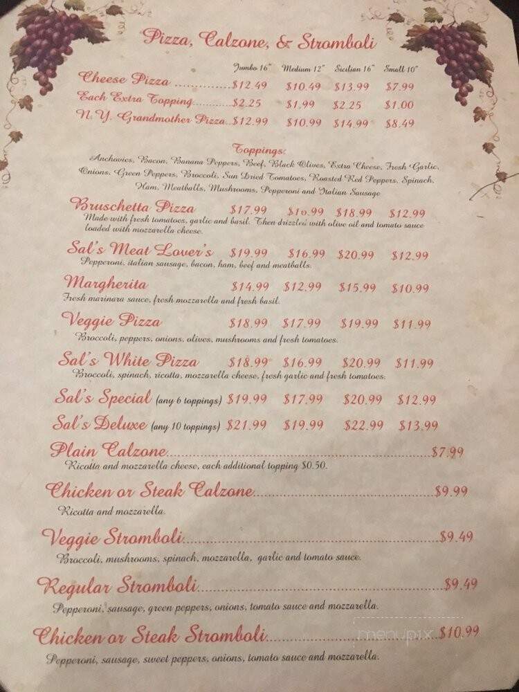 Sal's Italian Restaurant - Roanoke, VA menu_pic