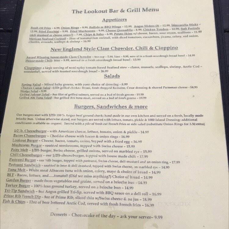 The Lookout Bar & Grill - Oxnard, CA menu_pic