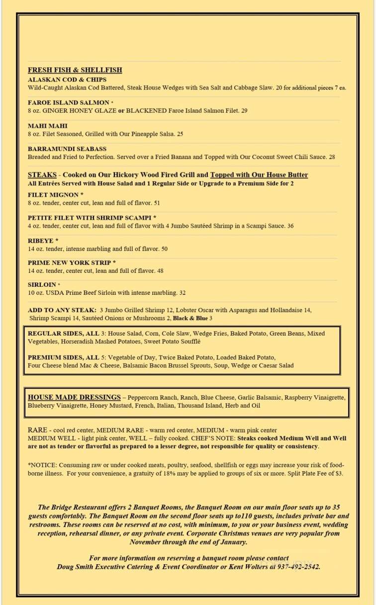 The Bridge Restaurant - Sidney, OH menu_pic