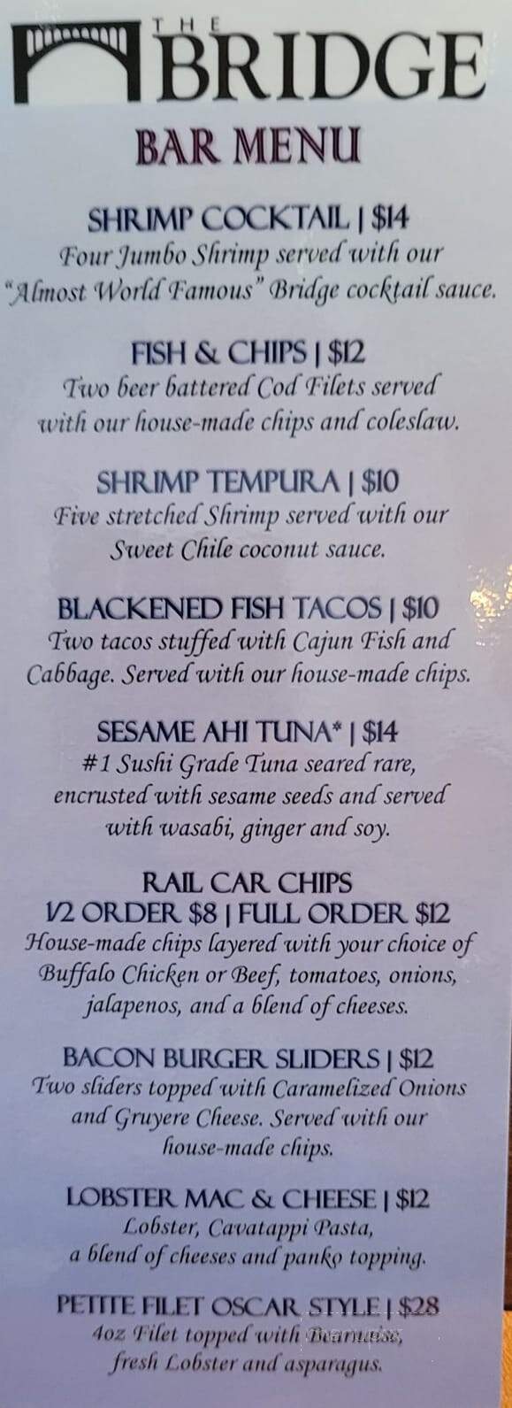 The Bridge Restaurant - Sidney, OH menu_pic