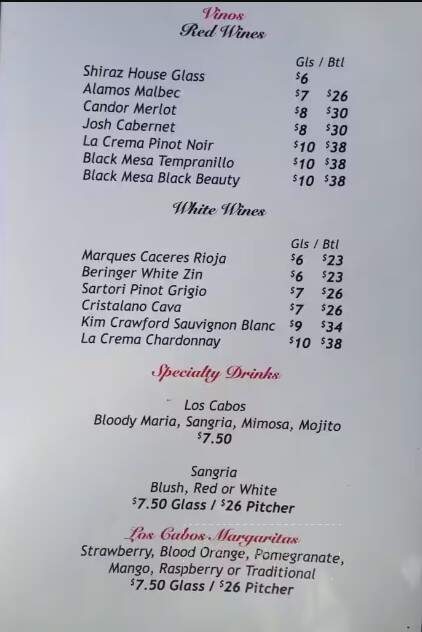 Bella's Mexican Grill - Taos, NM menu_pic