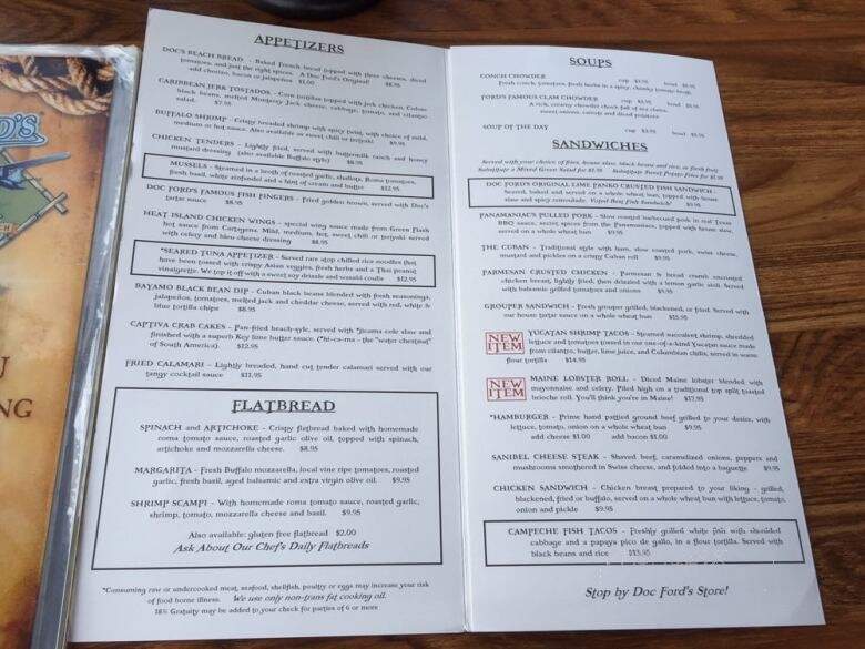 Doc Ford's Rum Bar & Grille - Fort Myers Beach, FL menu_pic