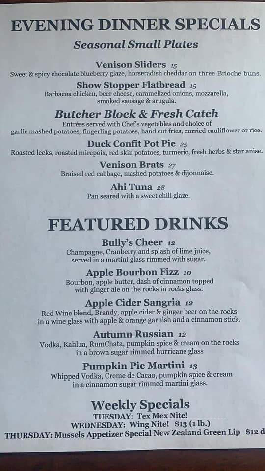 Bully's Restaurant & Pub - Columbia, PA menu_pic