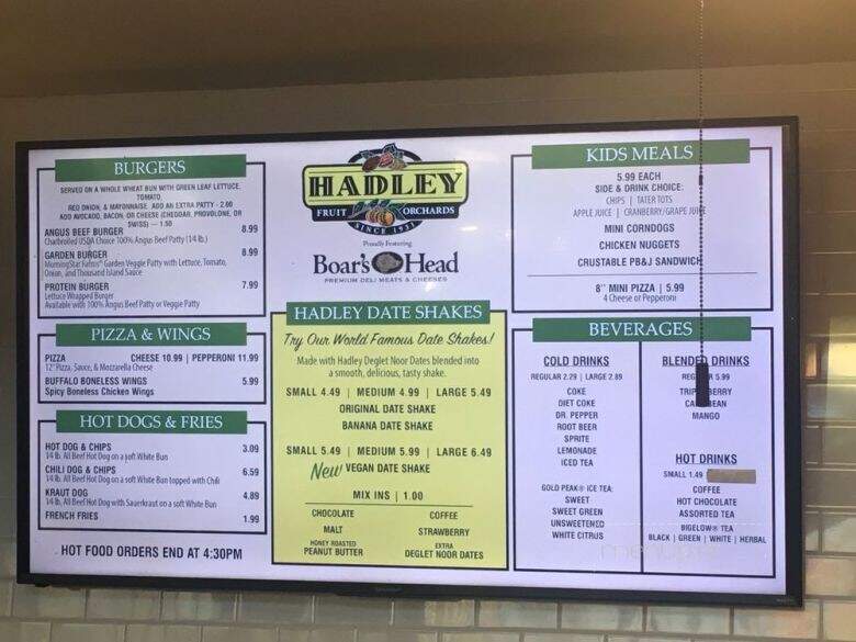 Hadley's Fruit Orchard - Cabazon, CA menu_pic