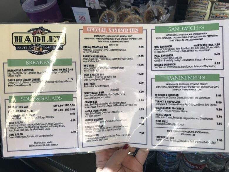 Hadley's Fruit Orchard - Cabazon, CA menu_pic