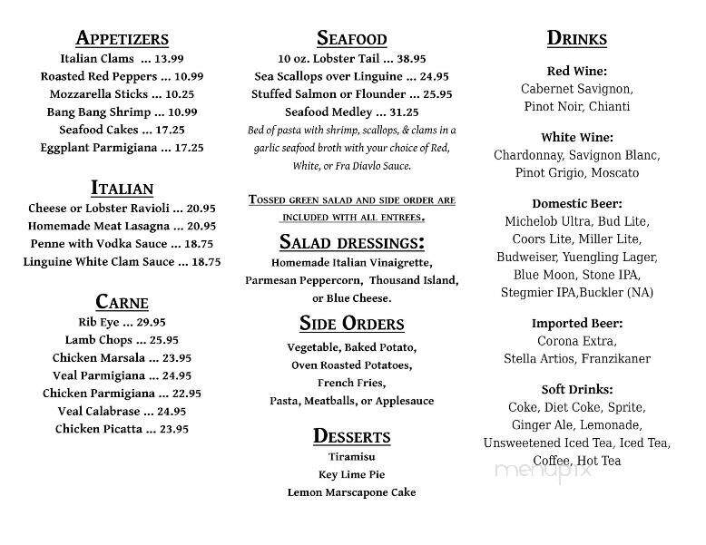 Capri Restaurant & Lounge - Lakeville, PA menu_pic