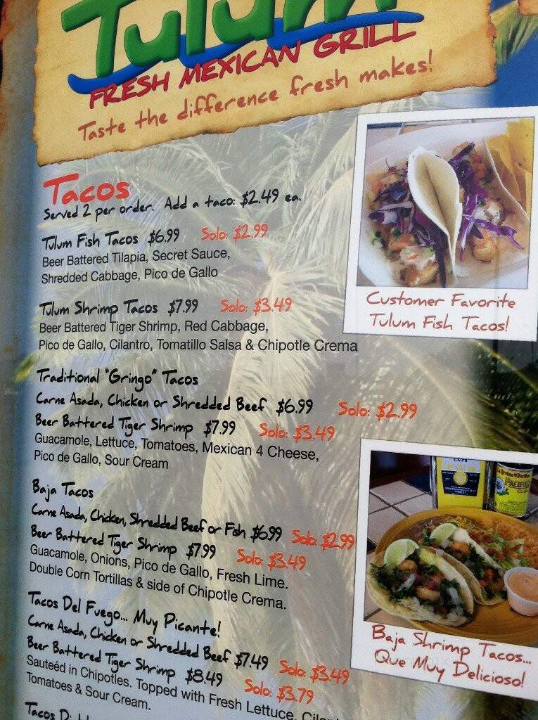 Tulum Fresh Mexican Grill - Jackson, TN menu_pic
