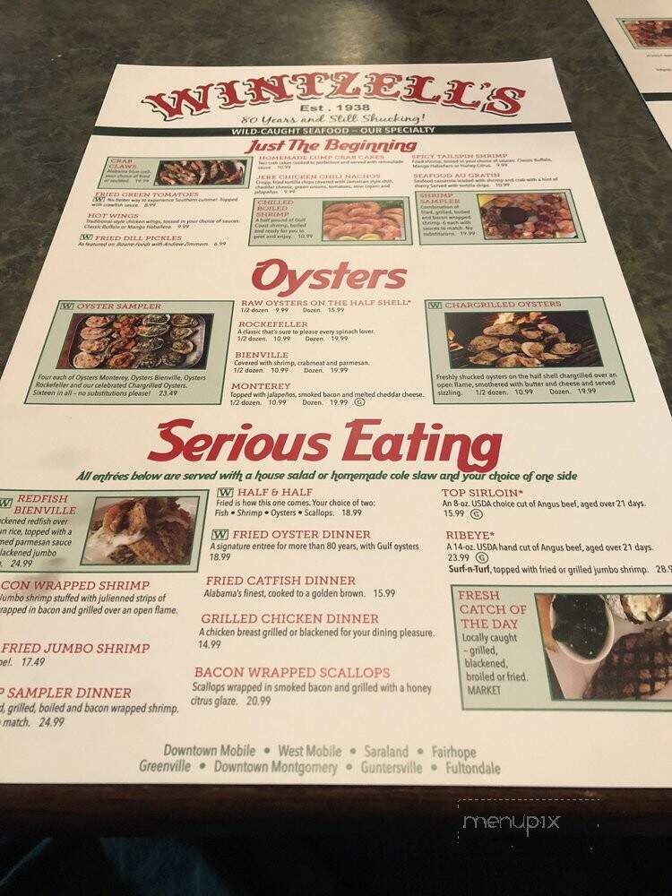 Wintzell's Oyster House - Guntersville, AL menu_pic