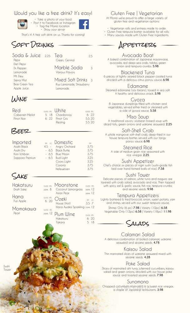Momiji Japanese Restaurant - Coos Bay, OR menu_pic