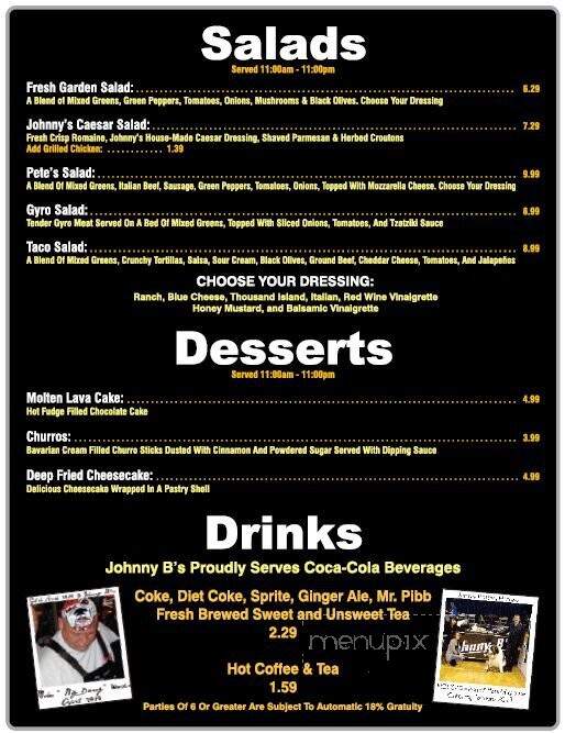 Johnny B's - Dahlonega, GA menu_pic