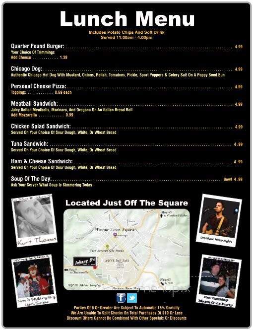 Johnny B's - Dahlonega, GA menu_pic