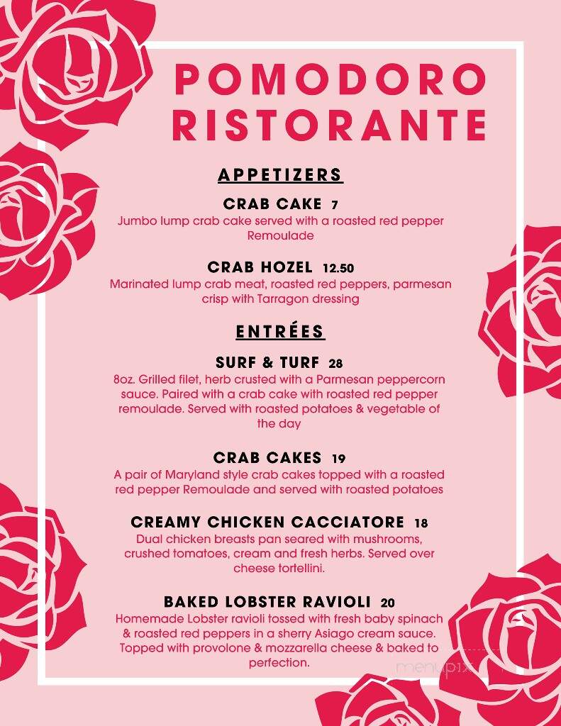 Pomodoro Pizzeria And Ristorante - Wexford, PA menu_pic