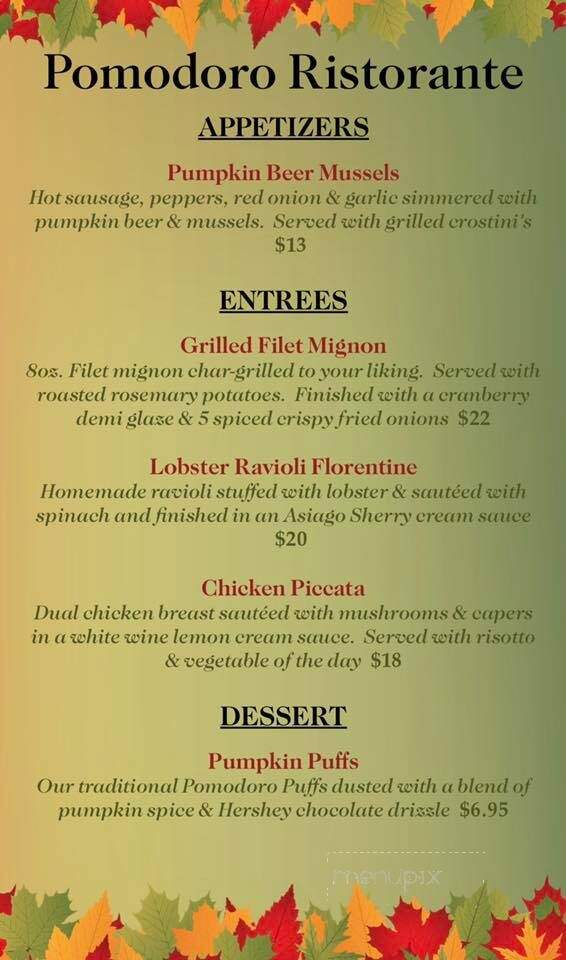 Pomodoro Pizzeria And Ristorante - Wexford, PA menu_pic