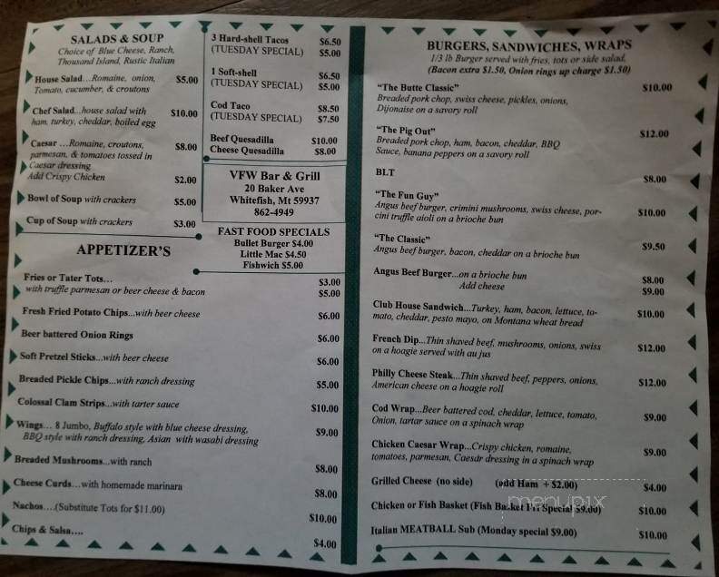Vfw Lounge - Whitefish, MT menu_pic