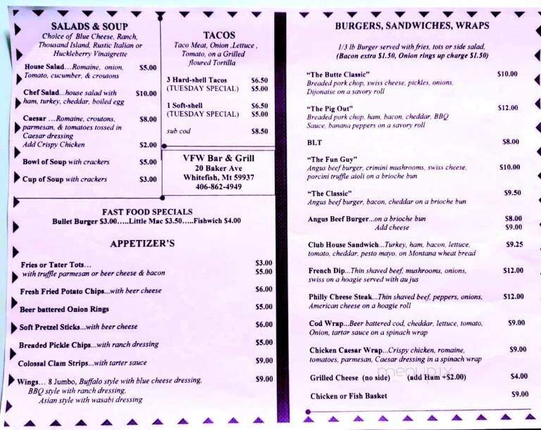 Vfw Lounge - Whitefish, MT menu_pic