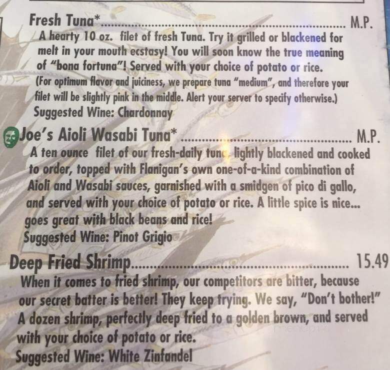 Flanigan's Seafood Bar & Grill - Hallandale Beach, FL menu_pic