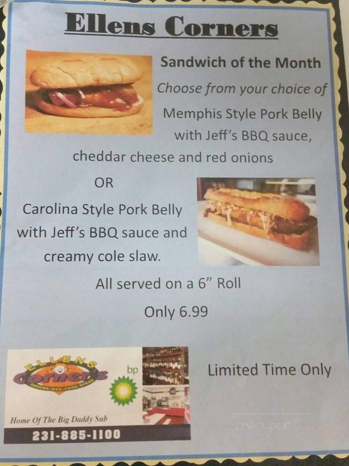 Ellens Corner's Pizza Subs Gas - Mesick, MI menu_pic