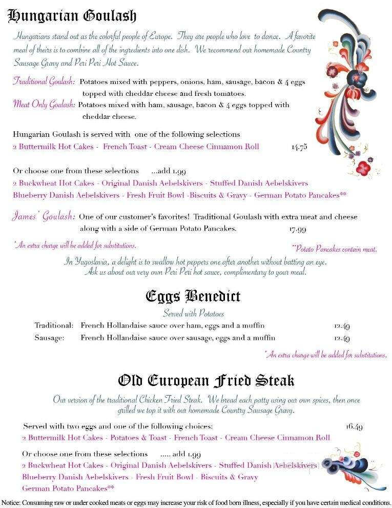 The Old European Restaurant - Post Falls, ID menu_pic