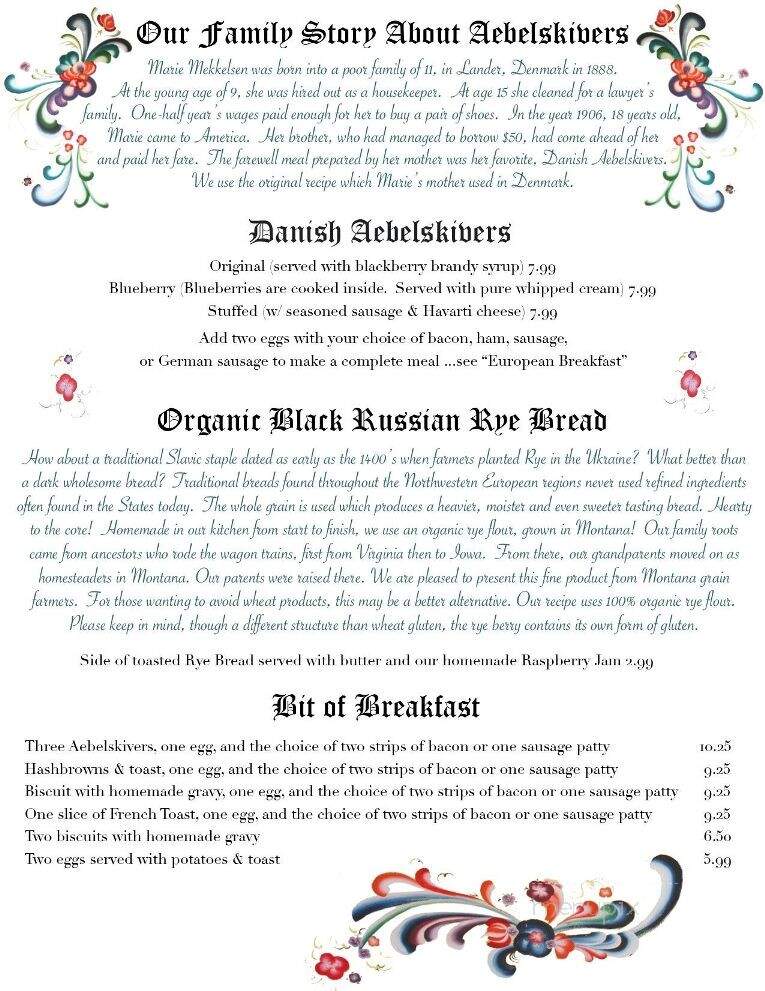 The Old European Restaurant - Post Falls, ID menu_pic
