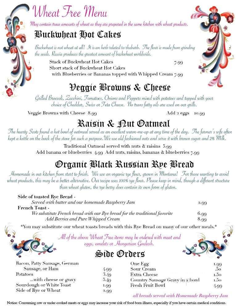 The Old European Restaurant - Post Falls, ID menu_pic