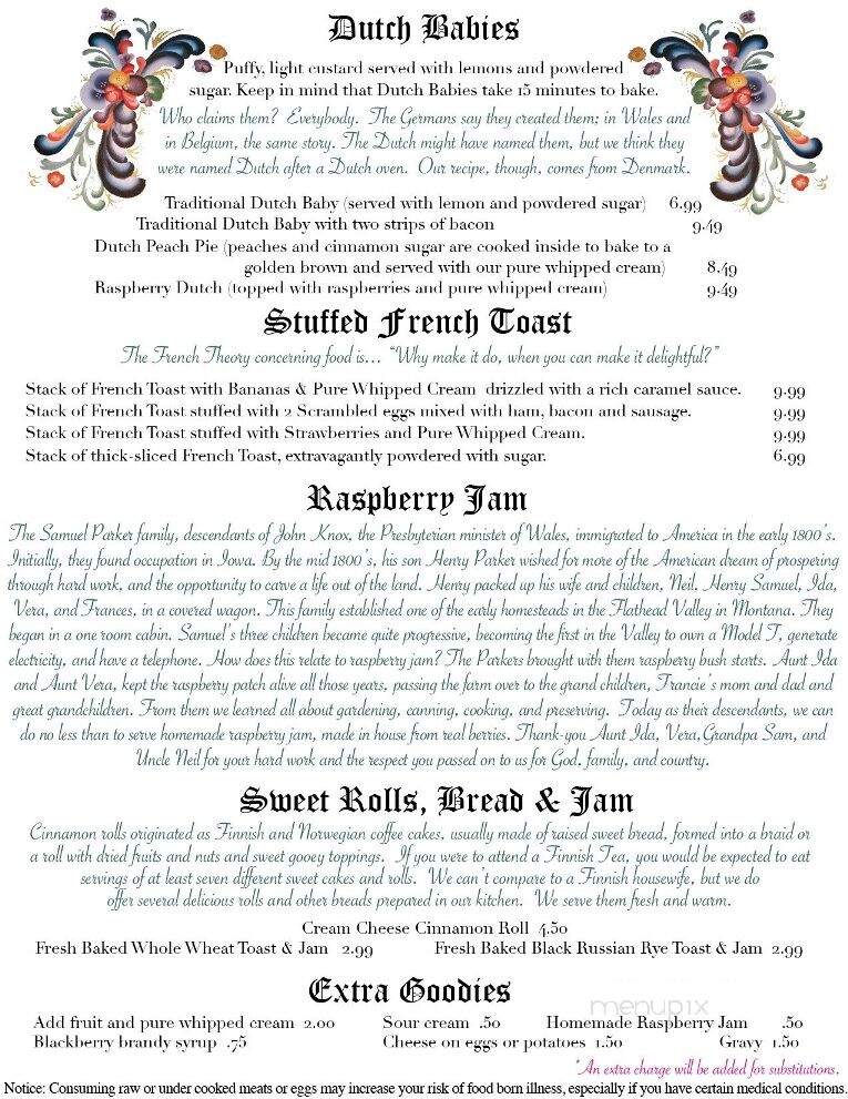 The Old European Restaurant - Post Falls, ID menu_pic