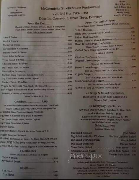 McCormick's Restaurant - Springfield, IL menu_pic