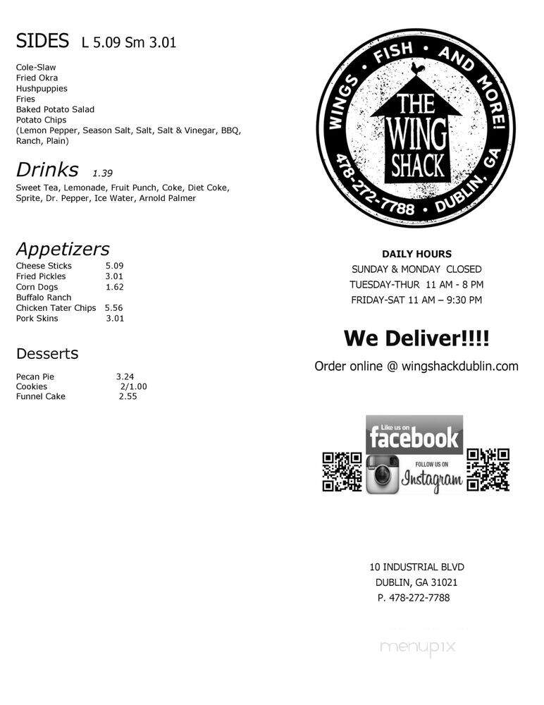 Wing Shack of Dublin GA - Dublin, GA menu_pic