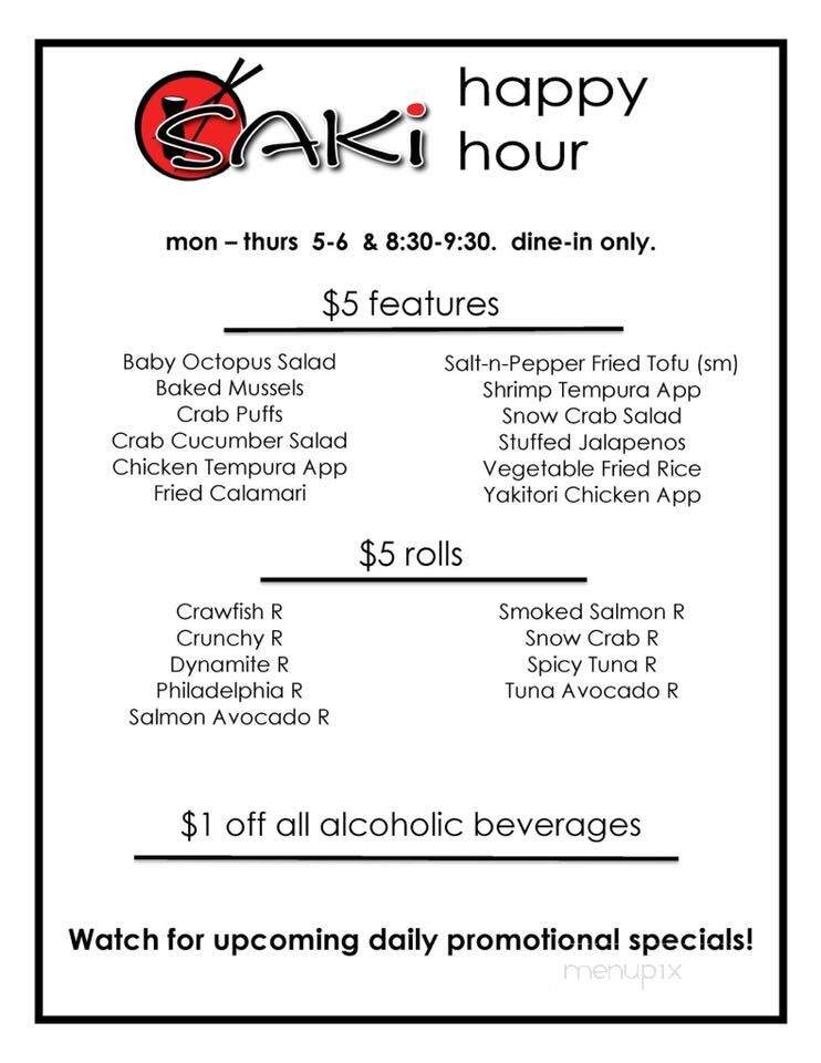 Saki Restaurant - Ocean Springs, MS menu_pic