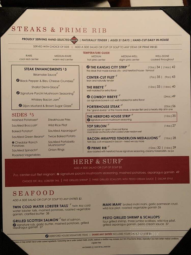 Hereford House - Independence, MO menu_pic