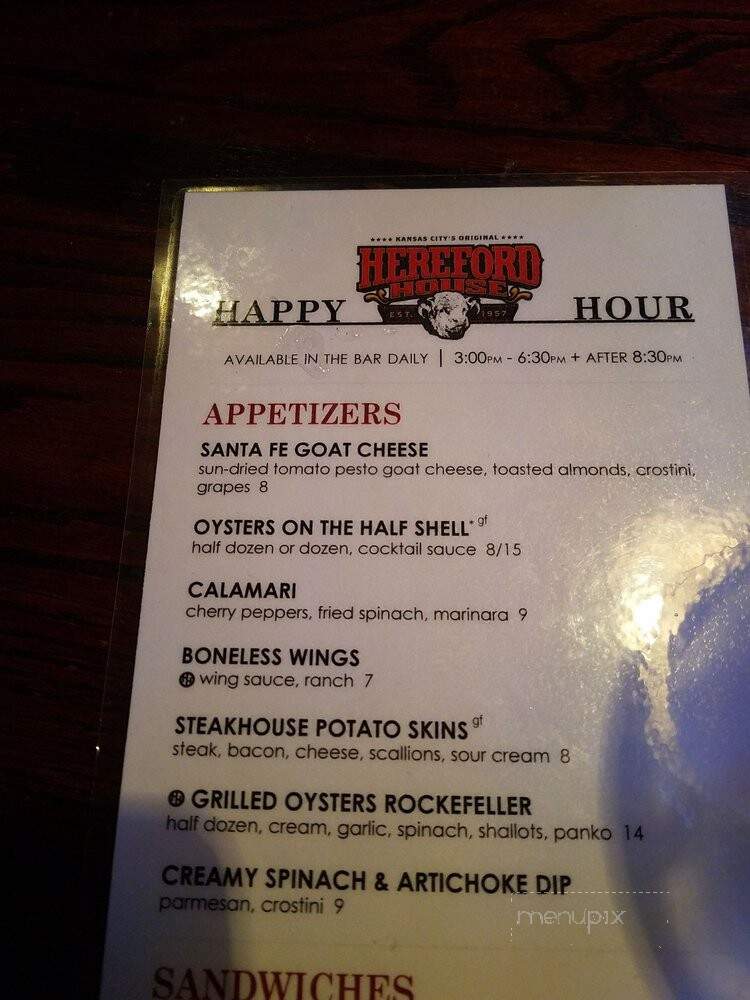 Hereford House - Independence, MO menu_pic