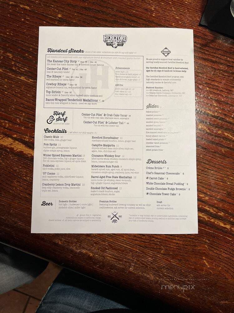 Hereford House - Independence, MO menu_pic