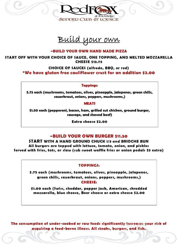 Red Fox Supper Club & Lounge - Helena, MT menu_pic