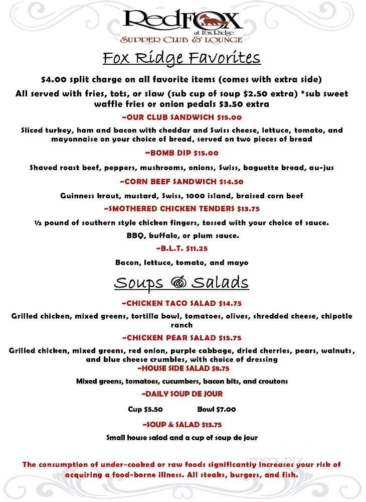 Red Fox Supper Club & Lounge - Helena, MT menu_pic