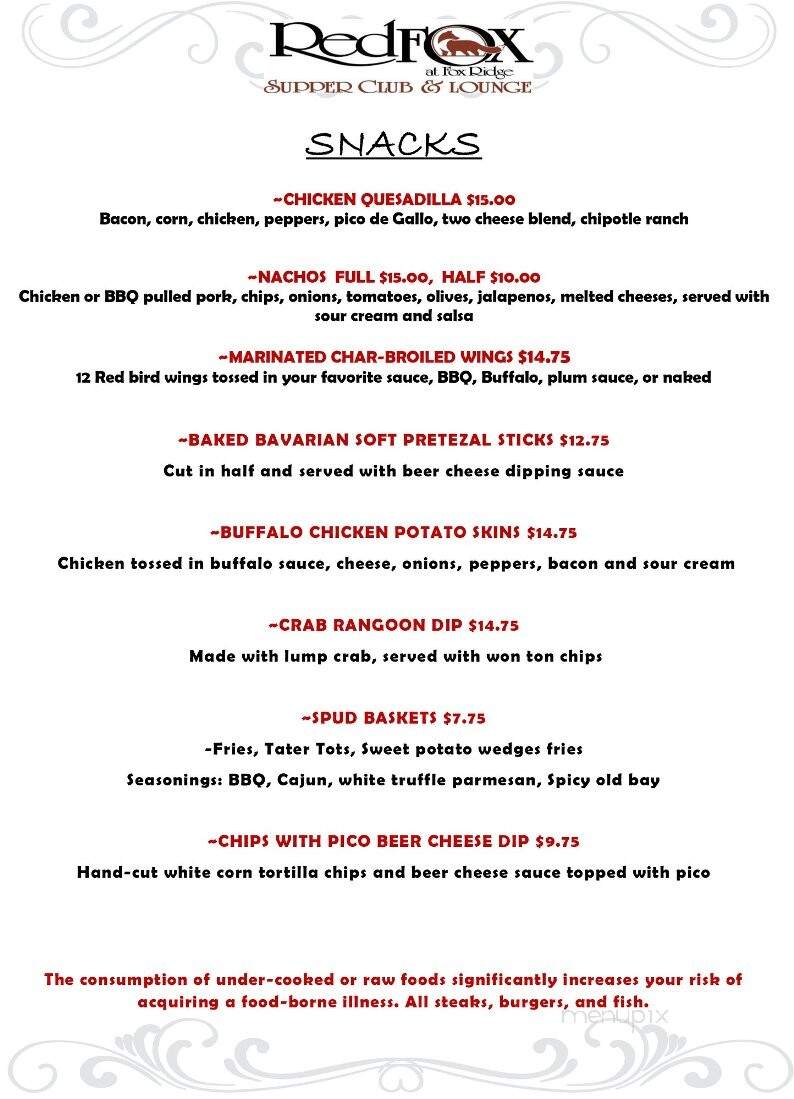 Red Fox Supper Club & Lounge - Helena, MT menu_pic