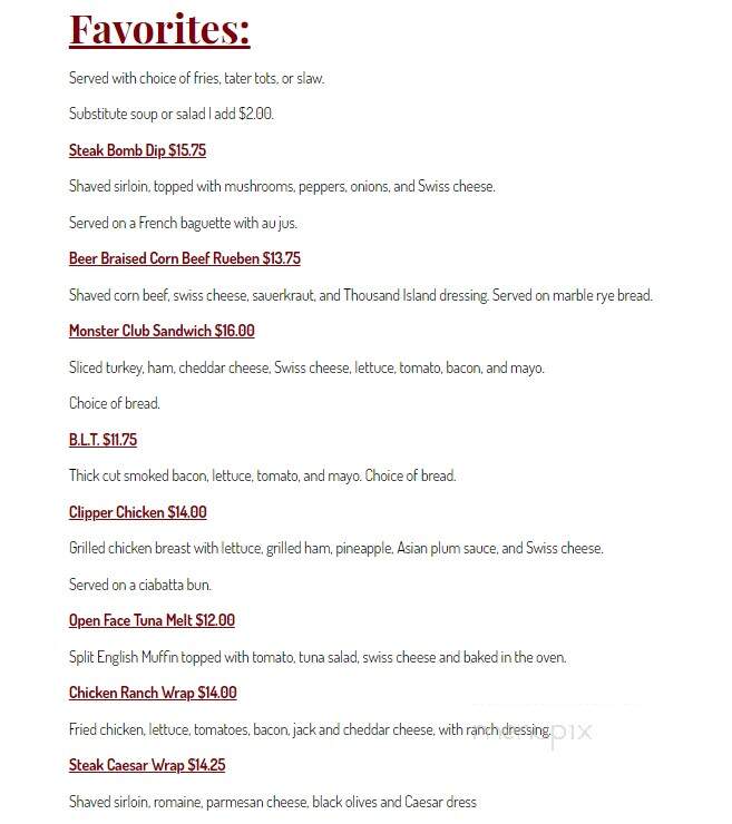 Red Fox Supper Club & Lounge - Helena, MT menu_pic
